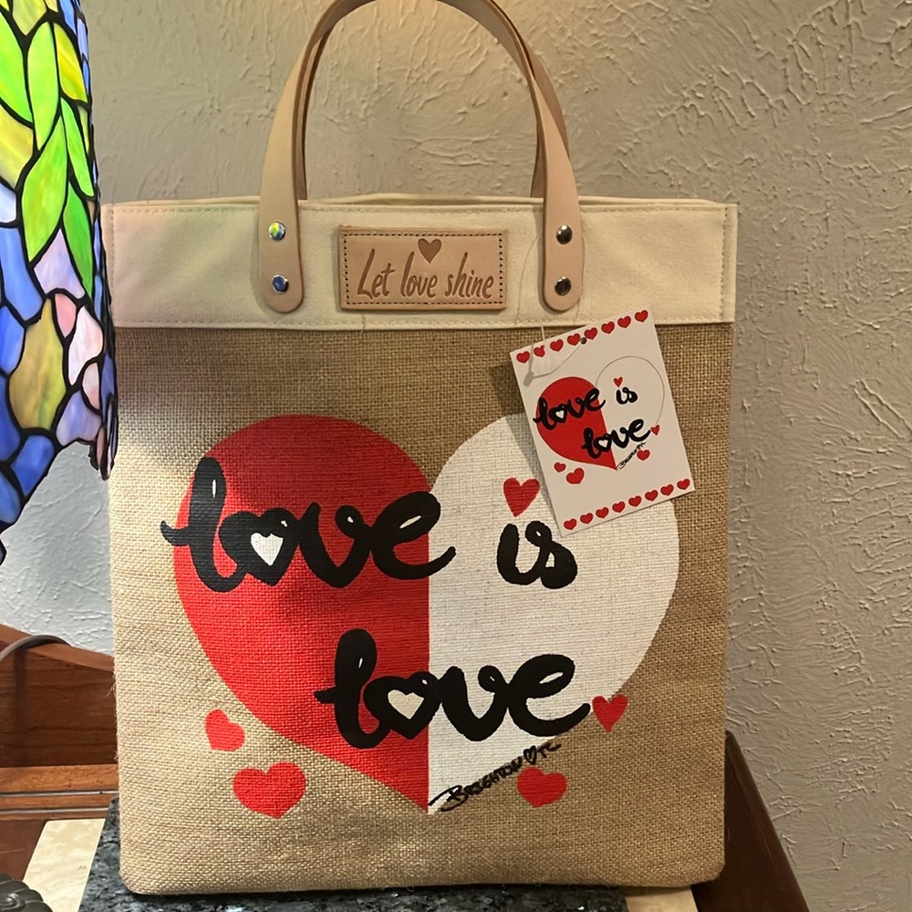 Brighton Cream and Red Heart Tote Bag